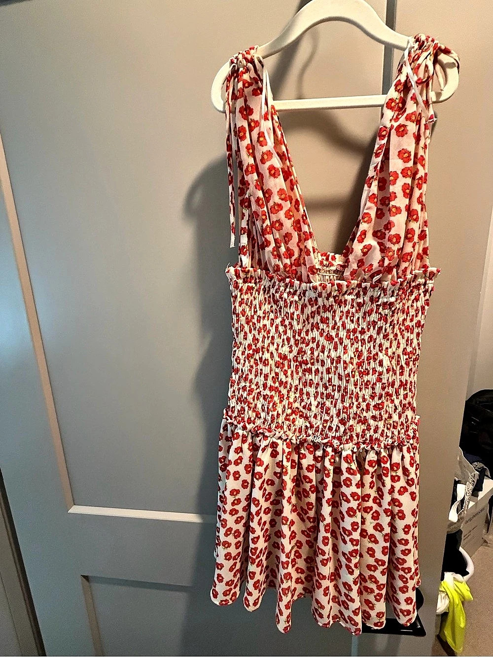 Zara Floral Mini Dress in White & Red
